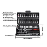46pcs Ratchet Wrench Set 1/4 Ratchet Torque Wrench Combo Kit with Sockets Bit Hand Spanner Tool Car Repair Hardware Tool - Image 2