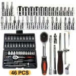 46pcs Ratchet Wrench Set 1/4 Ratchet Torque Wrench Combo Kit with Sockets Bit Hand Spanner Tool Car Repair Hardware Tool