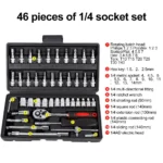 46pcs Ratchet Wrench Set 1/4 Ratchet Torque Wrench Combo Kit with Sockets Bit Hand Spanner Tool Car Repair Hardware Tool - Image 5