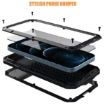 IP54 Waterproof Heavy Duty Metal Case For iPhone 17 Air 16 15 Pro Max 14 Plus 13 12 Mini 11 With Gorilla Glass Cover Fundas - Image 2
