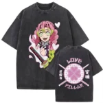 Harajuku Streetwear Anime Washed T Shirt Demon Slayer Men Women Short Sleeve Graphic Tee Casual Top Y2k Clothes Summer New Tee