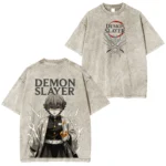 Harajuku Unisex Anime Demon Slayer Graphic T-Shirt Man Women Short Sleeved Tee Oversized Vintage Washed Casual Y2k Clothes Tops - Image 2