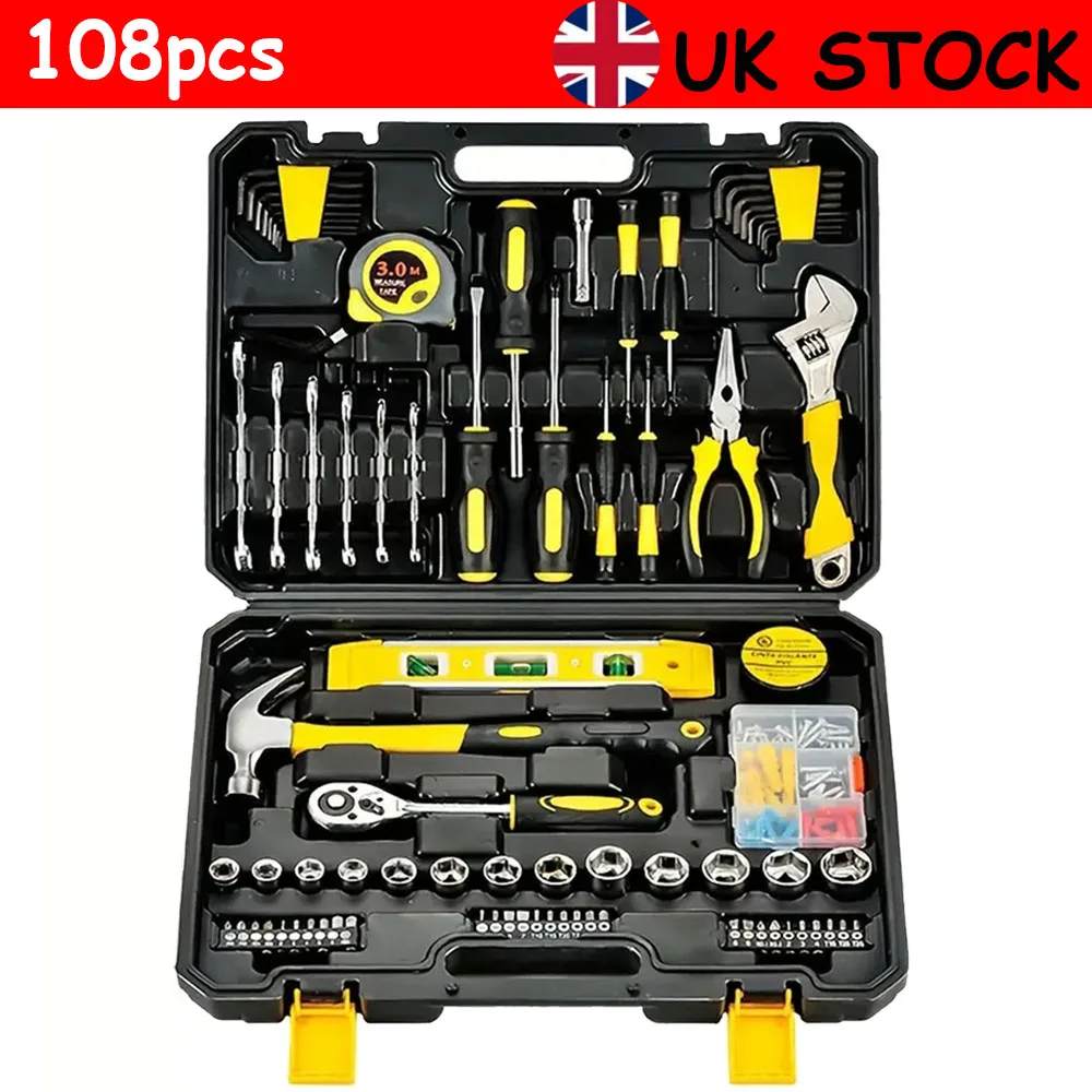 kf-S4c92adde470a4b15ba2ef2c64fe9b3b9l 108PCS Tool Set Household Hardware Hand Tool Set Car Auto Repair Set Tool Box Key Wrench Set screwdriver - Image 1