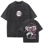 Harajuku Streetwear Anime Washed T Shirt Demon Slayer Men Women Short Sleeve Graphic Tee Casual Top Y2k Clothes Summer New Tee - Image 3