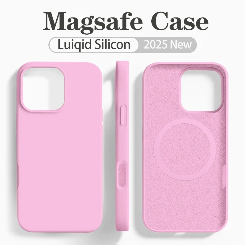 kf-S52c50d9552bf440588da81a059a25fc8Y Original For Magsafe Liquid Silicone Phone Case For iPhone 17 16 14 15 Plus 13 Pro Max Case Wireless Charge Magnetic Soft Cover - Image 1
