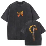 Harajuku Streetwear Anime Washed T Shirt Demon Slayer Men Women Short Sleeve Graphic Tee Casual Top Y2k Clothes Summer New Tee - Image 4
