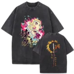 Harajuku Streetwear Anime Washed T Shirt Demon Slayer Men Women Short Sleeve Graphic Tee Casual Top Y2k Clothes Summer New Tee - Image 2
