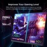 KTC Gaming Monitor 27 Inch | 2K@210Hz (Overlocking) | Built-in Speakers | Fast IPS Panel | 1ms Response Time (MPRT) | 450 cd/㎡ B - Image 4