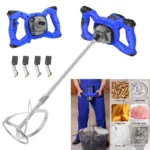 2600W Portable Electric Cement Mixer, 6 Speed Handheld Mixer Stirring Tool for Mixing Grout Paint Mortar Mud Plaster Tool