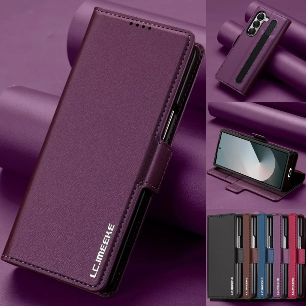 kf-S90b02c1e77e842108b2c00463178f6d7f Magnetic Flip Leather Phone Case for Samsung Galaxy Z Fold 7 6 5 4 3 5G Fold6 Fold5 Fold4 Wallet Card Cover Etui Coque - Image 1