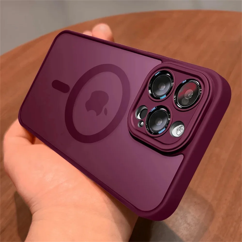 kf-S91a8cd0270a54c1fa74318a8c023becc6 Lens Protection Case For iPhone 11 12 13 Proa Mx mini 15 16 Plus iPhone 16 15 14 Matte Translucent Magsafe Wireless Charge Cover - Image 1