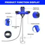 2600W Portable Electric Cement Mixer, 6 Speed Handheld Mixer Stirring Tool for Mixing Grout Paint Mortar Mud Plaster Tool - Image 9