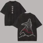 2026 new Oversized Naruto Minato Namikaze Washed Summer T-Shirt, Vintage Distressed Anime Graphic Streetwear for Men Women