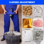 2600W Portable Electric Cement Mixer, 6 Speed Handheld Mixer Stirring Tool for Mixing Grout Paint Mortar Mud Plaster Tool - Image 6